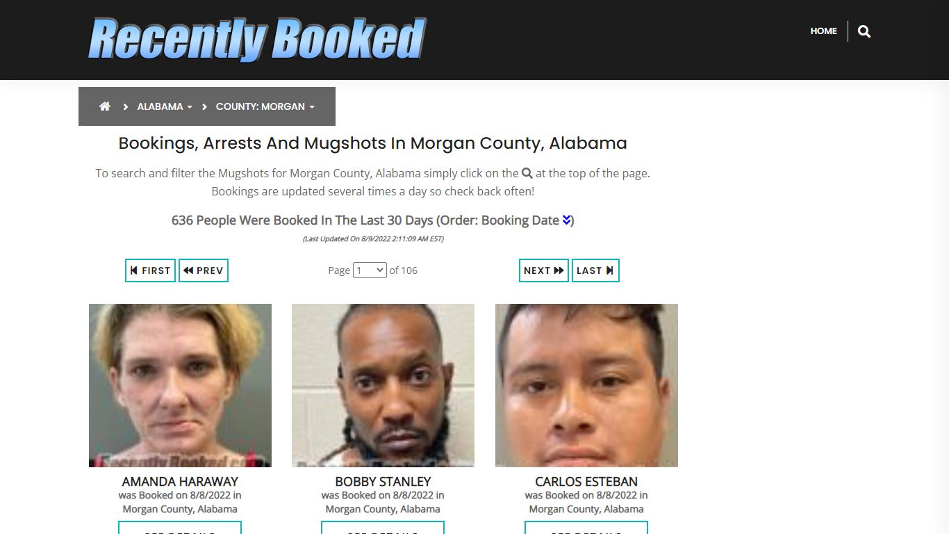 Recent bookings, Arrests, Mugshots in Morgan County, Alabama